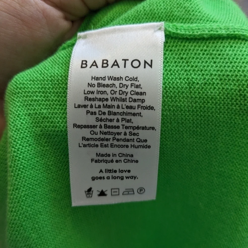 Aritzia Babaton Nathaniel 100% merino wool sweater fluro lime green - Picture 9 of 11